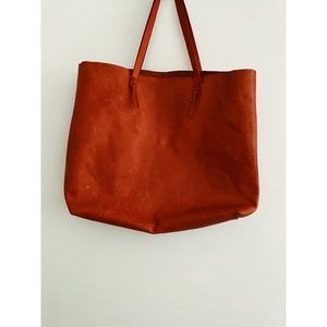 Madewell Burnt Orange Leather Large Tote Bag